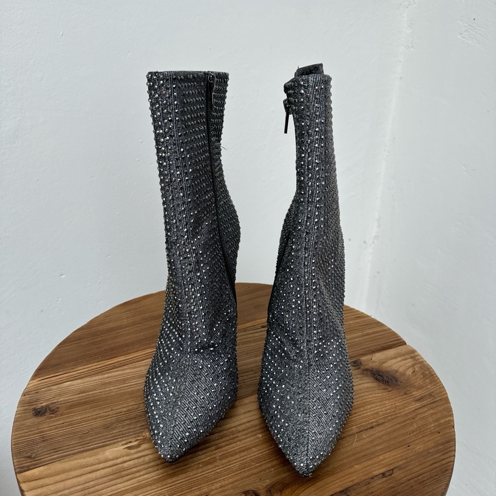 Steve Madden Sparkling Gray Heeled Boots